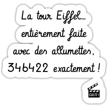 Le Dîner de cons - Réplique Culte - Humour - Sticker taille S (10 x 10 cm) - blanc mat - Devant
