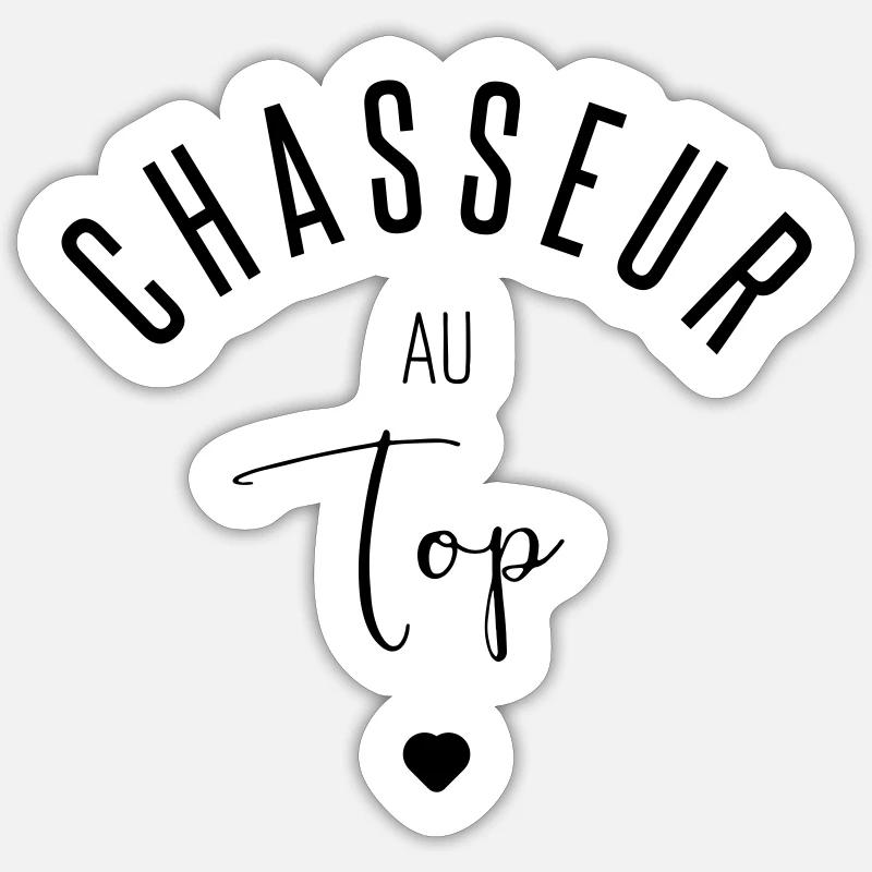 Chasseur au top - Sticker taille S (10 x 10 cm) - blanc mat