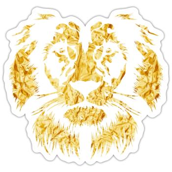 Gold lion - Sticker Größe S (10 x 10 cm) - Mattweiß - Vorne