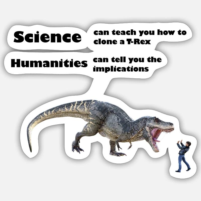 T-Rex - Science and Humanities - Sticker size S (10 x 10 cm) - white matte