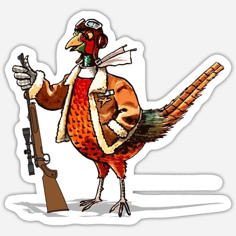 Pheasant Hunter Graphic - Sticker size S (10 x 10 cm) - white matte