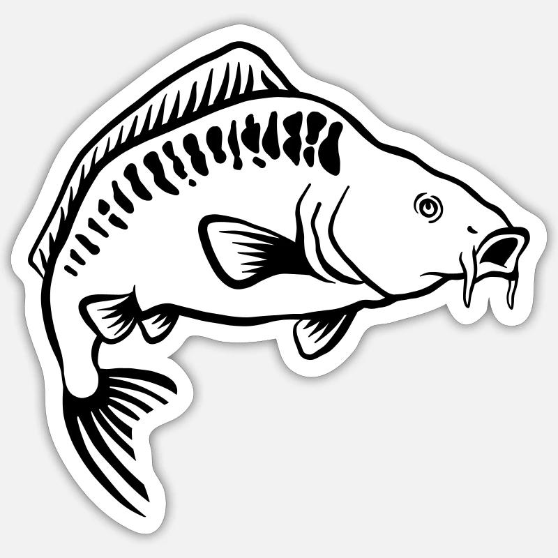carpe - Sticker taille S (10 x 10 cm) - blanc mat