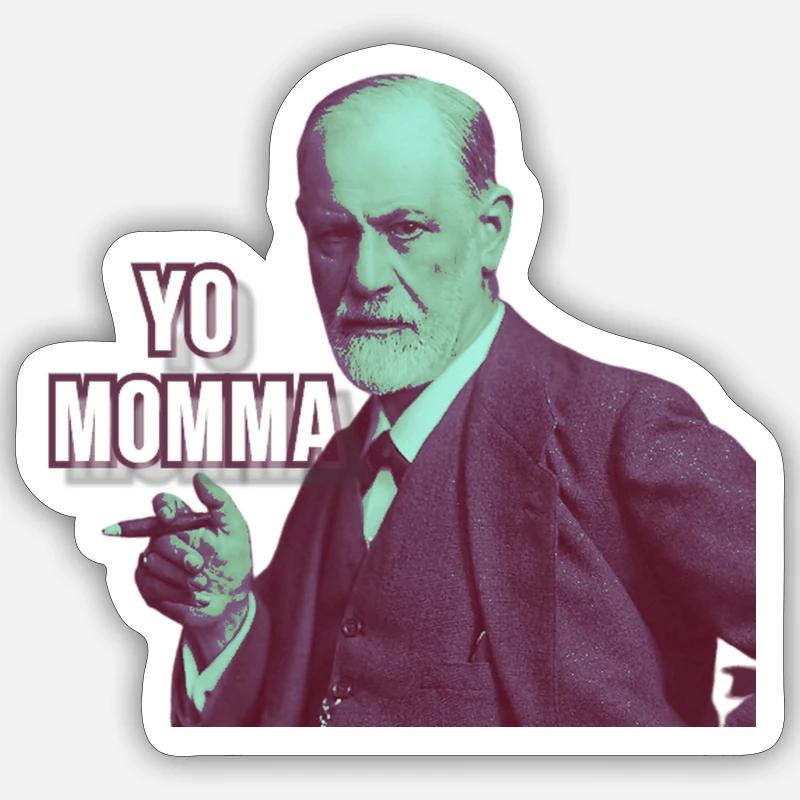 Freud - Yo Mama - Sticker Größe S (10 x 10 cm) - Mattweiß