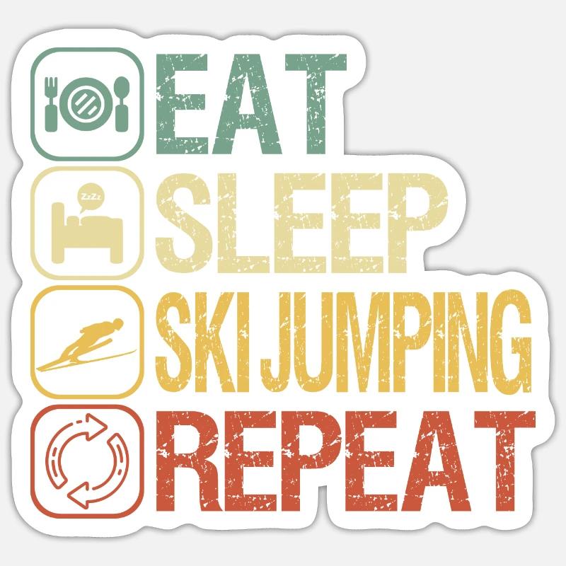 Saut à ski - Sticker taille S (10 x 10 cm) - blanc mat