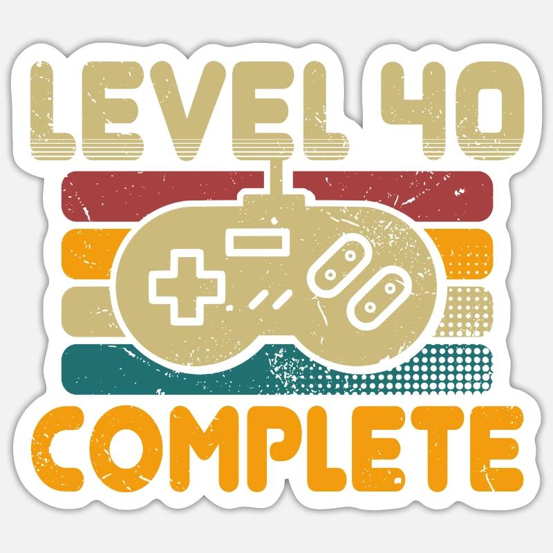 Level 40 Complete 40 Geburtstag Geschenk Sticker Größe S (10 x 10 cm)