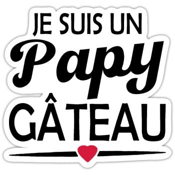 je suis un papy gâteau - Sticker taille S (10 x 10 cm) - blanc mat - Devant