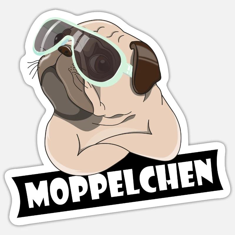 Moppelchen Kosename Spitzname Geschenk Hund Mops Sticker Größe S (10 x 10 cm)