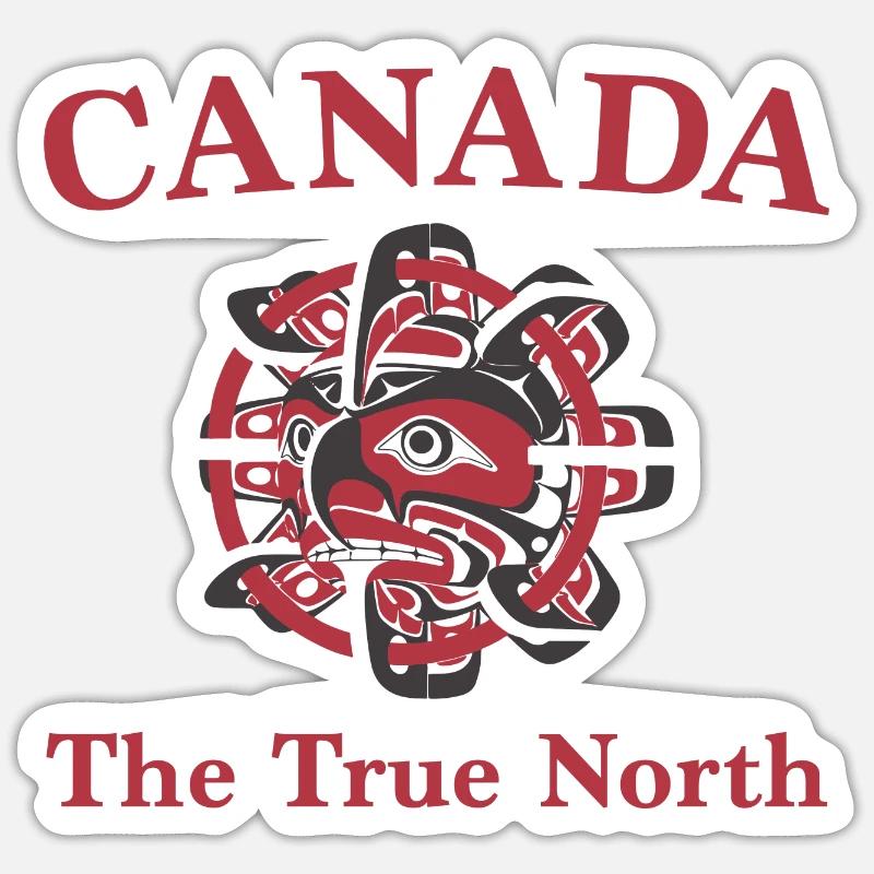 Canada - Haida Eagle - The True North - Sticker Größe S (10 x 10 cm) - Mattweiß