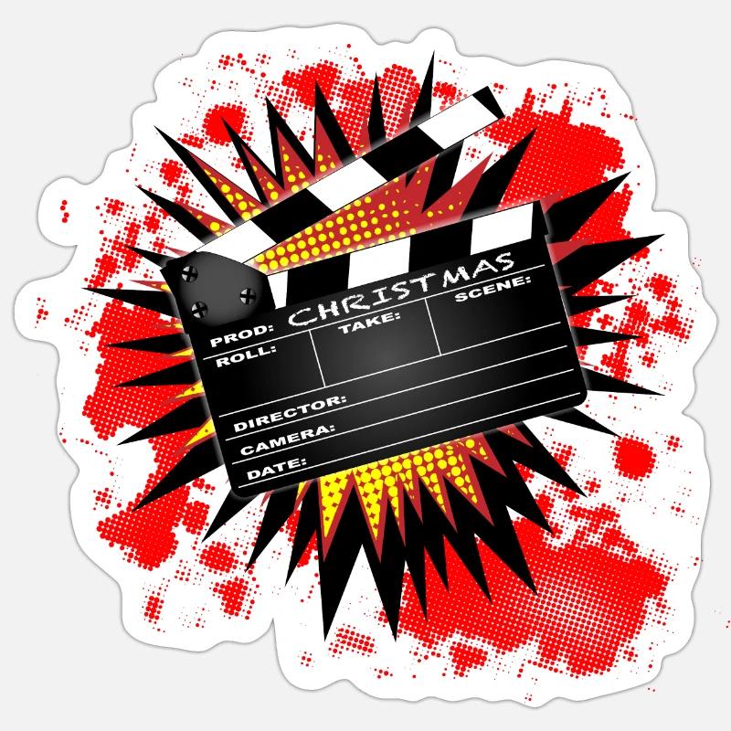 Weihnachten Clapperboard - Sticker Größe S (10 x 10 cm) - Mattweiß