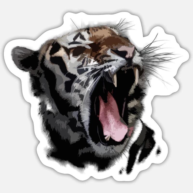 Tiger, ein wildes Tier - Sticker Größe S (10 x 10 cm) - Mattweiß
