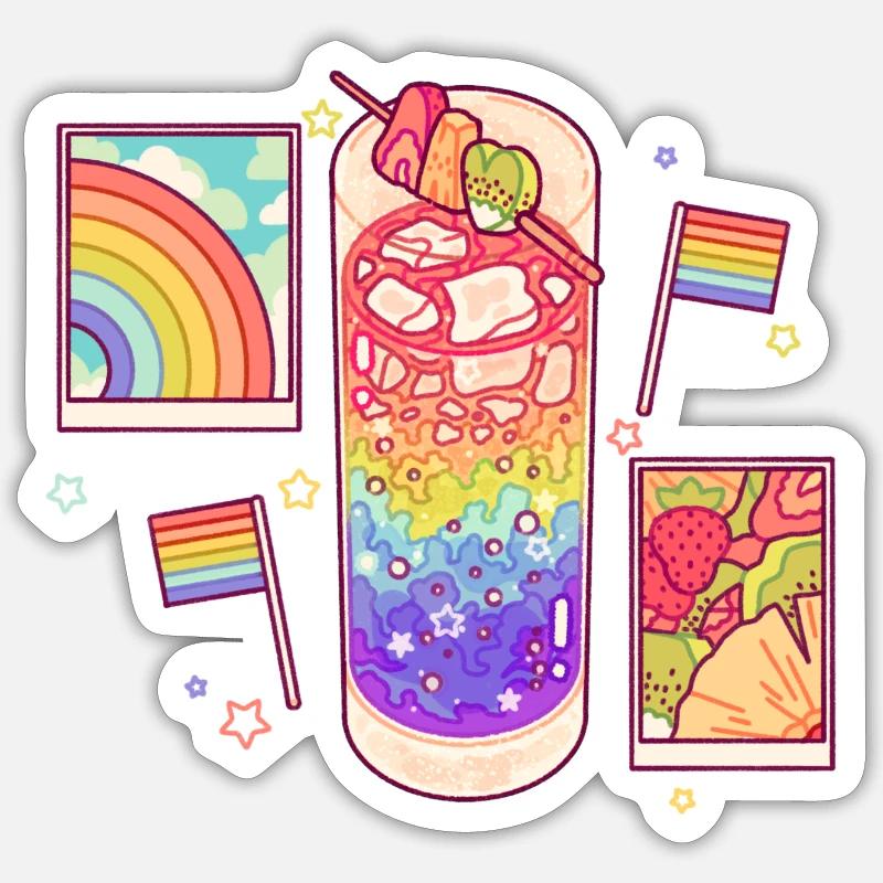 Regenbogen Getränk Sticker Größe S (10 x 10 cm)