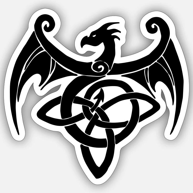 Dragon celtique - Sticker taille S (10 x 10 cm) - blanc mat