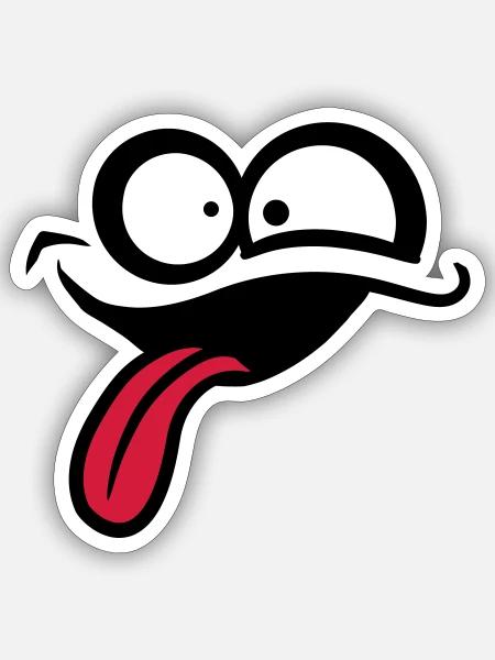 Visage comique fou - Sticker taille S (10 x 10 cm) - blanc mat