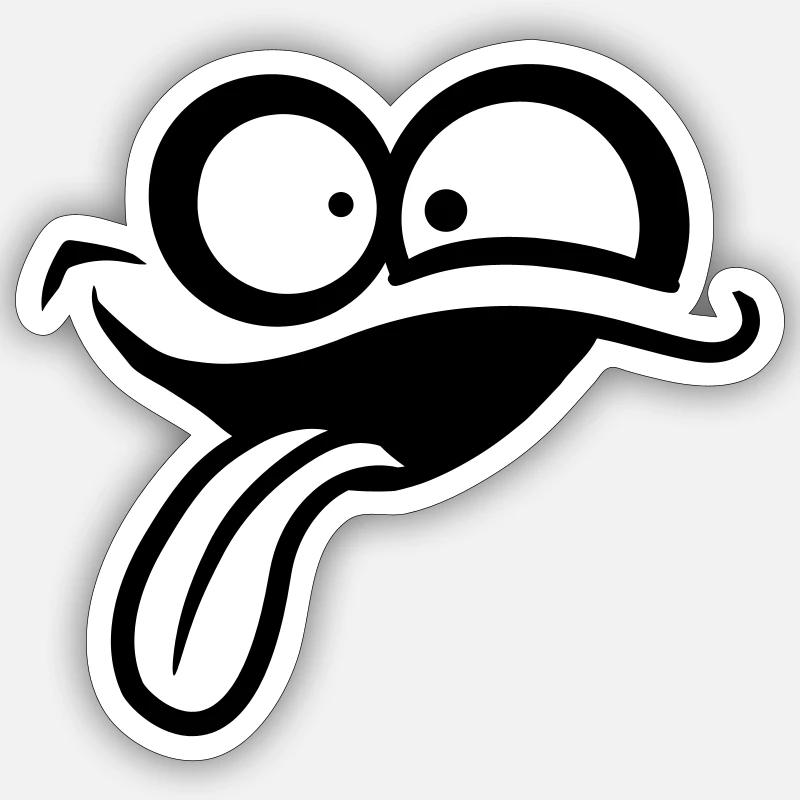 Comic Gesicht Verrückt - Sticker Größe S (10 x 10 cm) - Mattweiß