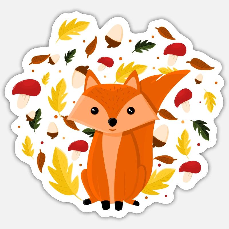 Fuchs Herbst Sticker Größe S (10 x 10 cm)