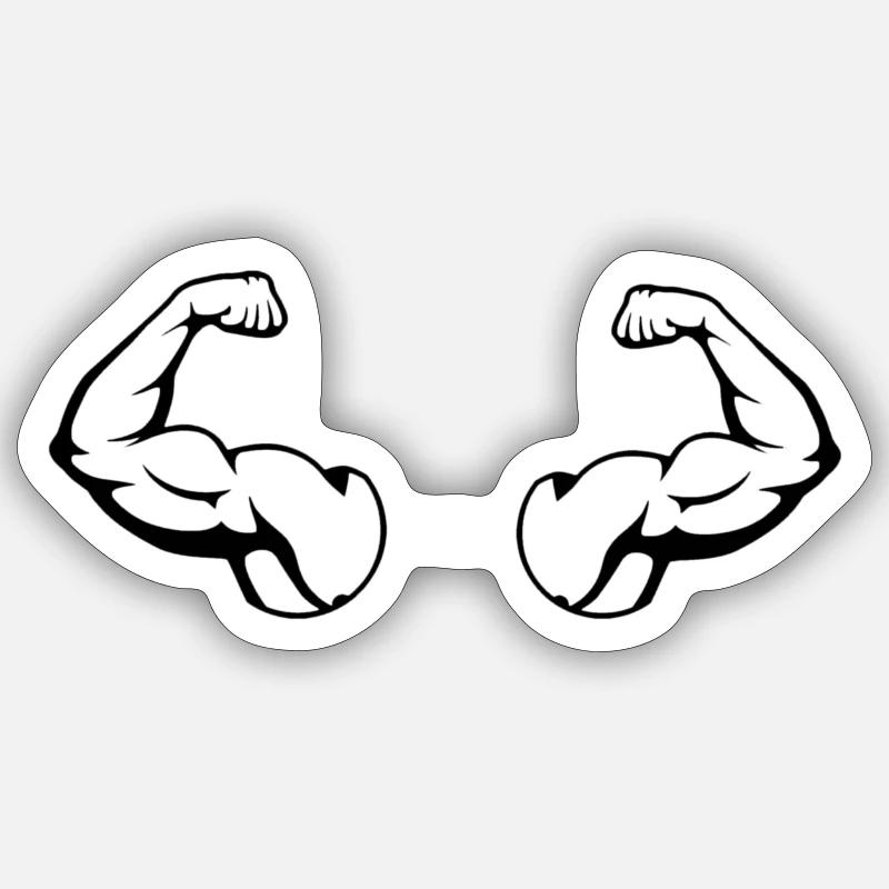 Double biceps - Sticker size S (10 x 10 cm) - white matte