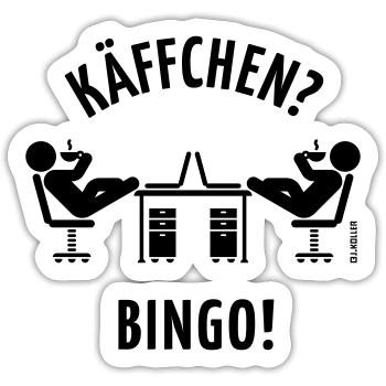 Käffchen Bingo (Baumann Klausen Clausen Kaffee V1) - Sticker Größe S (10 x 10 cm) - Mattweiß - Vorne