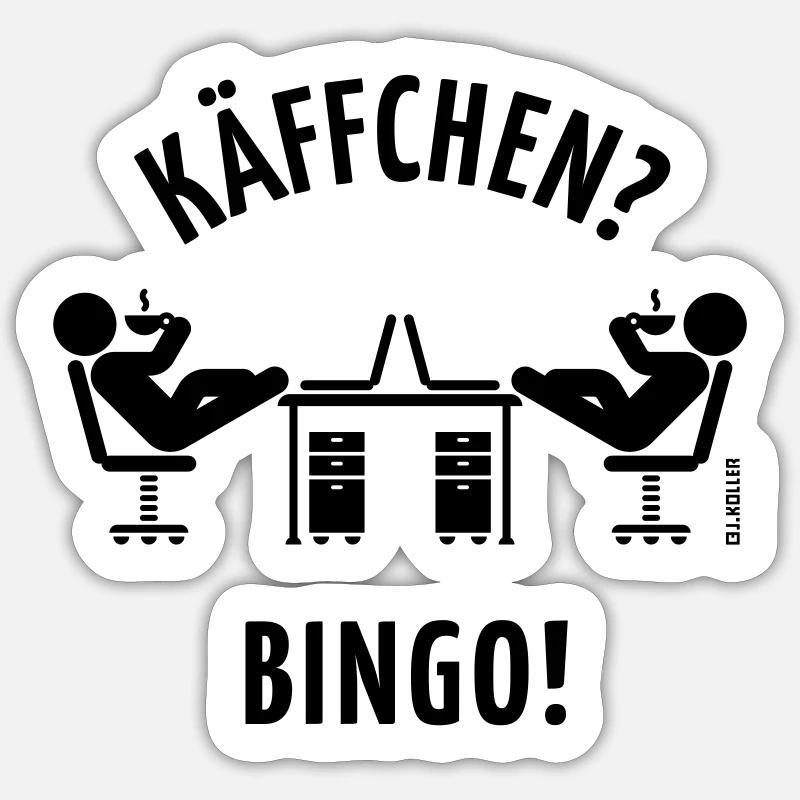 Käffchen Bingo (Baumann Klausen Clausen Kaffee V1) - Sticker Größe S (10 x 10 cm) - Mattweiß
