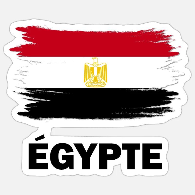 Drapeau de l'Égypte - Sticker taille S (10 x 10 cm) - blanc mat