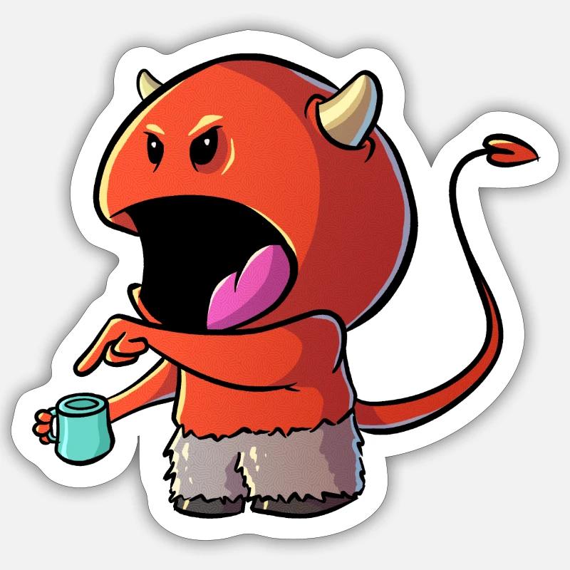 Coffee Devil - Café Diables - Sticker taille S (10 x 10 cm) - blanc mat