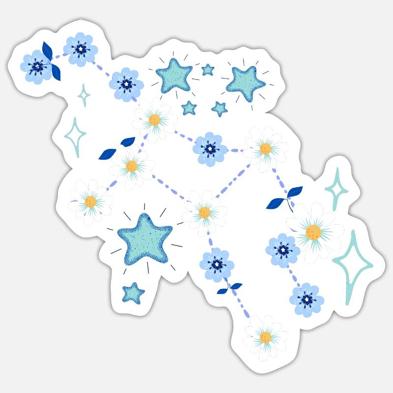 Blumen Sternbild blau - Sticker Größe S (10 x 10 cm) - Mattweiß