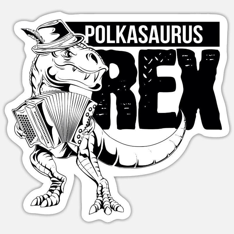Cadeau d'harmonica de Styrie Polkasaurus Rex Sticker taille S (10 x 10 cm)
