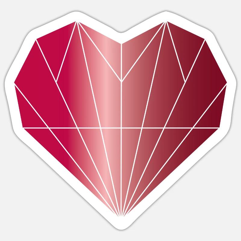Coeur diamant rubis - Sticker taille S (10 x 10 cm) - blanc mat