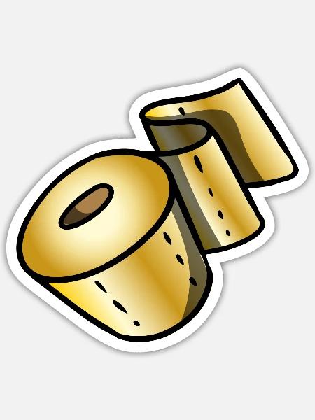 Goldene Klopapierrolle Glücksbringer Corona Scherz - Sticker Größe S (10 x 10 cm) - Mattweiß