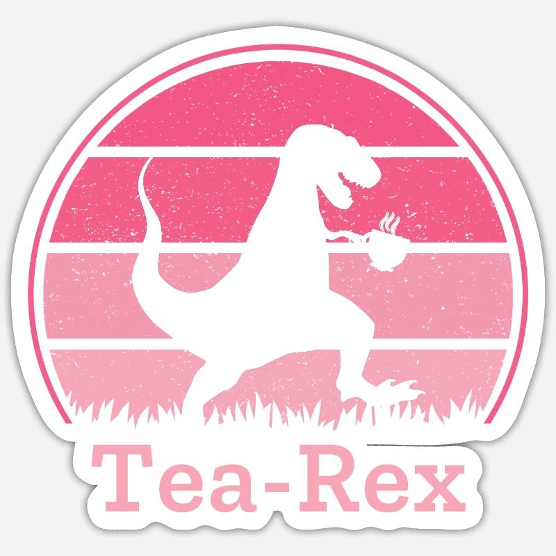 Tea-Rex Dino T-Rex Dinosaur with Teacup Sticker size S (10 x 10 cm)