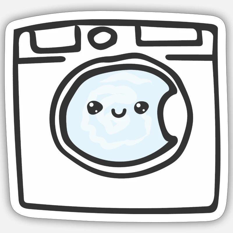 Machine à laver - Sticker taille S (10 x 10 cm) - blanc mat