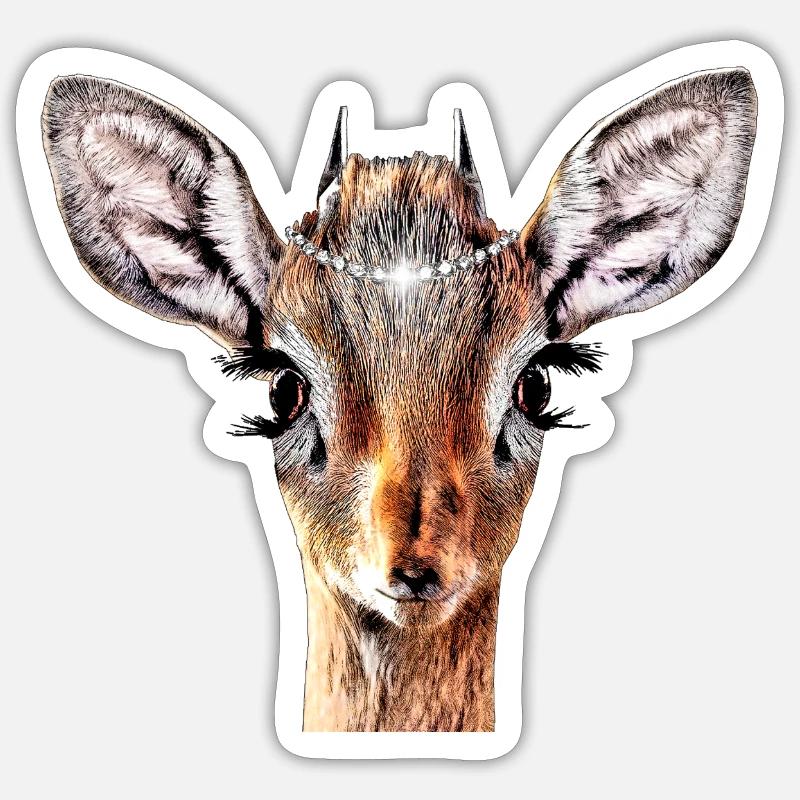 Biche Diamant - Sticker taille S (10 x 10 cm) - blanc mat