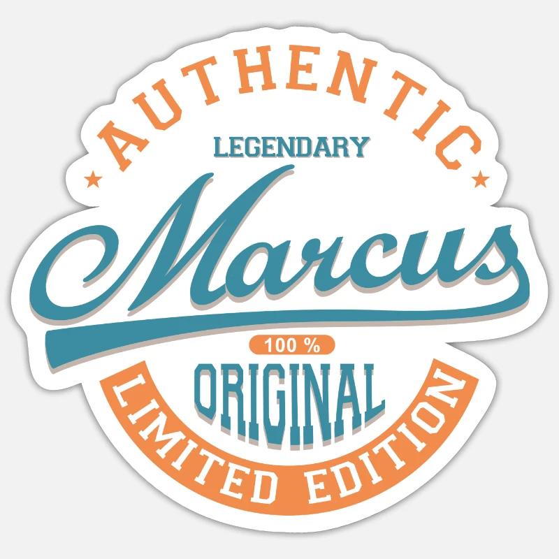 Marcus tshirt cadeau personnalisé prénom Marcus - Sticker taille S (10 x 10 cm) - blanc mat