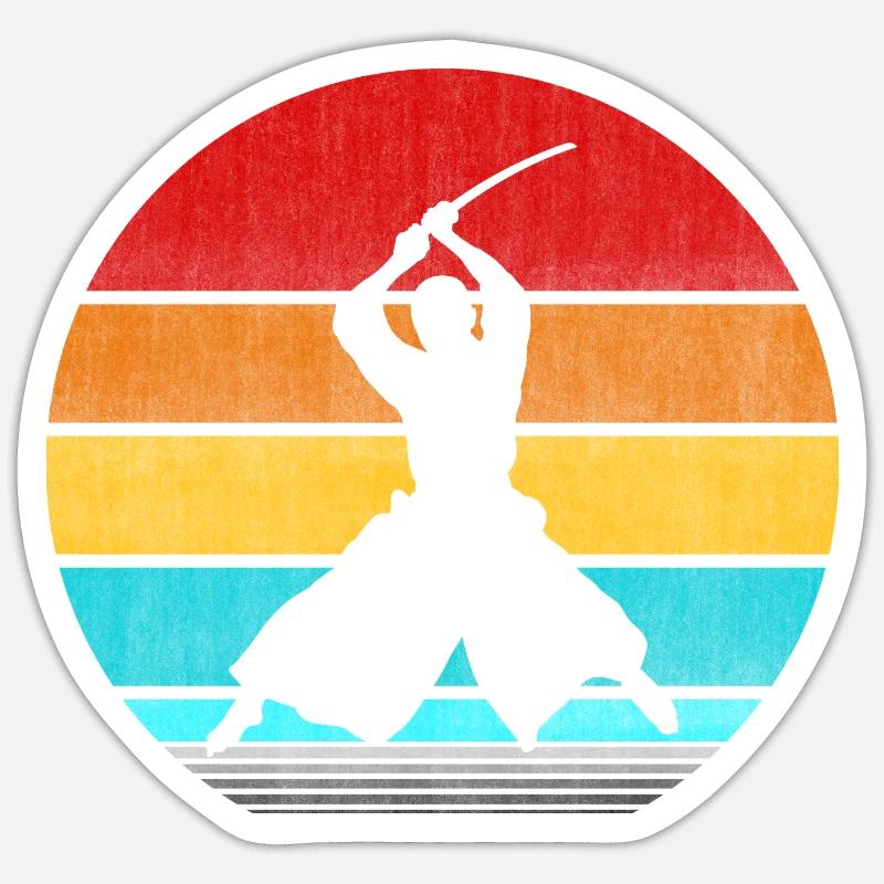 samouraï - Sticker taille S (10 x 10 cm) - blanc mat
