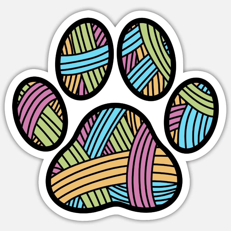 Empreinte de pattes colorées Sticker taille S (10 x 10 cm)