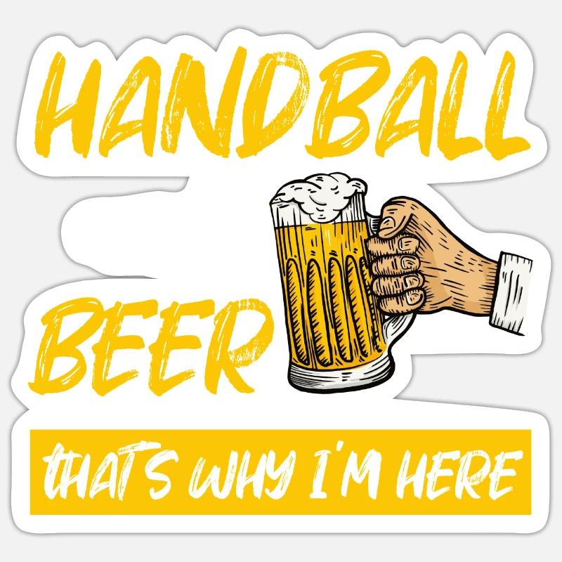 handball beer - Sticker taille S (10 x 10 cm) - blanc mat