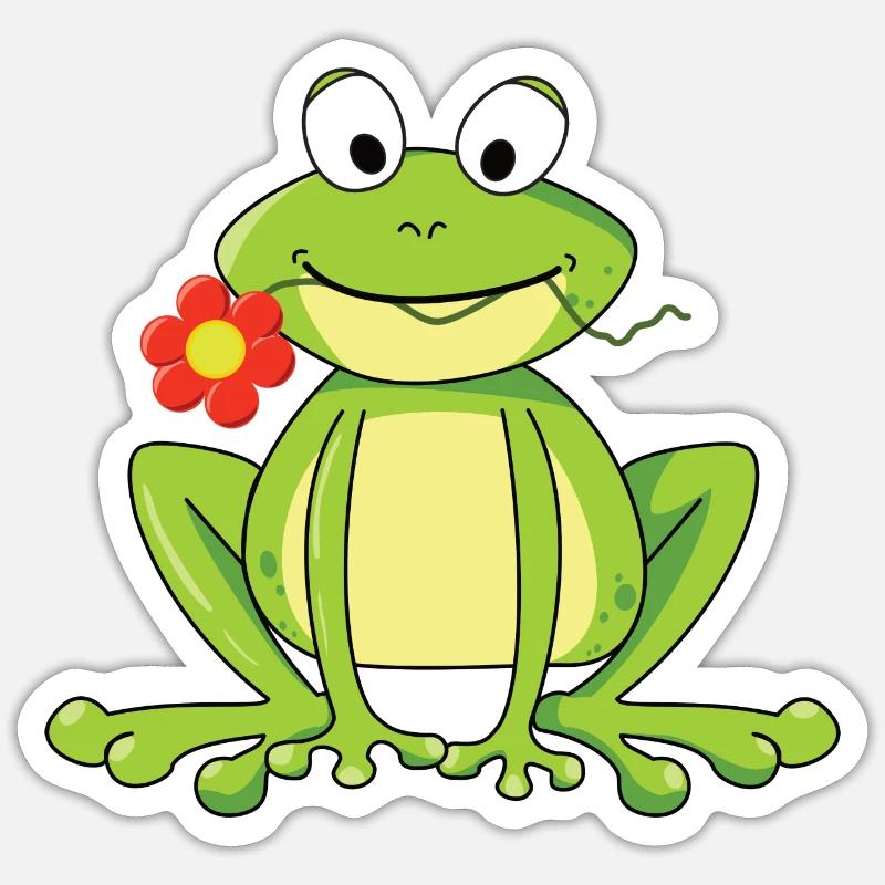 Grenouille avec fleur Sticker taille S (10 x 10 cm)
