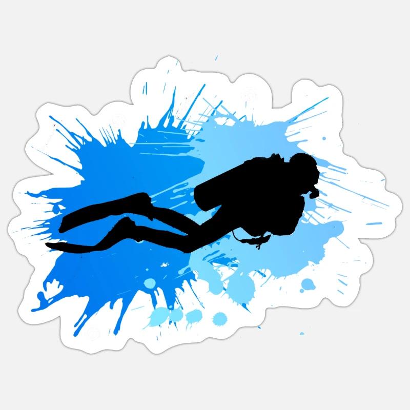 plongeur - Sticker taille S (10 x 10 cm) - blanc mat