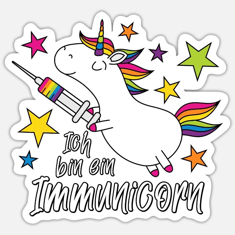 Geimpft Einhorn Ich bin ein Immunicorn Sticker Größe S (10 x 10 cm)