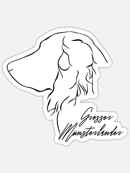 GROSSER MÜNSTERLÄNDER Profil Wilsigns Jagdhunde - Sticker Größe S (10 x 10 cm) - Mattweiß