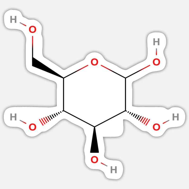 Molécule de glucose - Formule structurale colorée Sticker taille S (10 x 10 cm)
