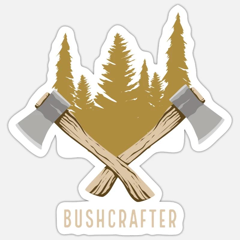 Bushcrafter - Bûcheron pression - Sticker taille S (10 x 10 cm) - blanc mat