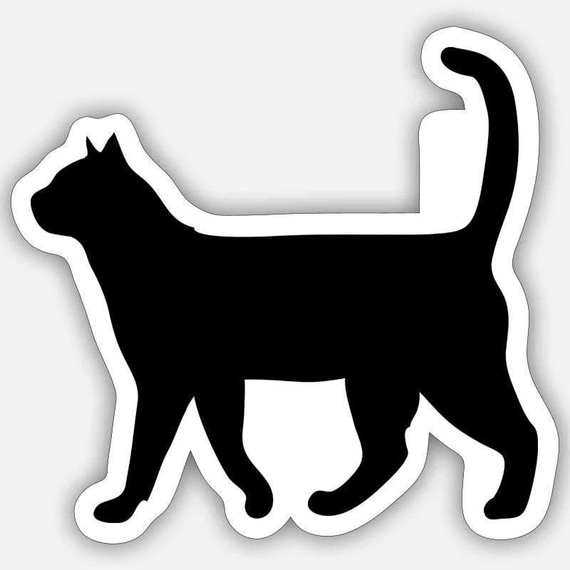 Chat noir - Sticker taille S (10 x 10 cm) - blanc mat