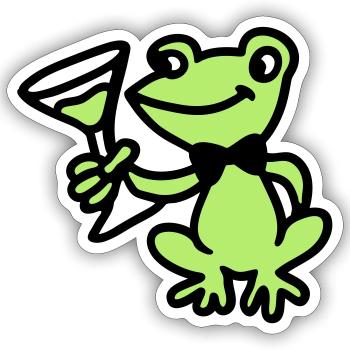 Frog with bow tie and cocktail 3 - Sticker size S (10 x 10 cm) - white matte - Front