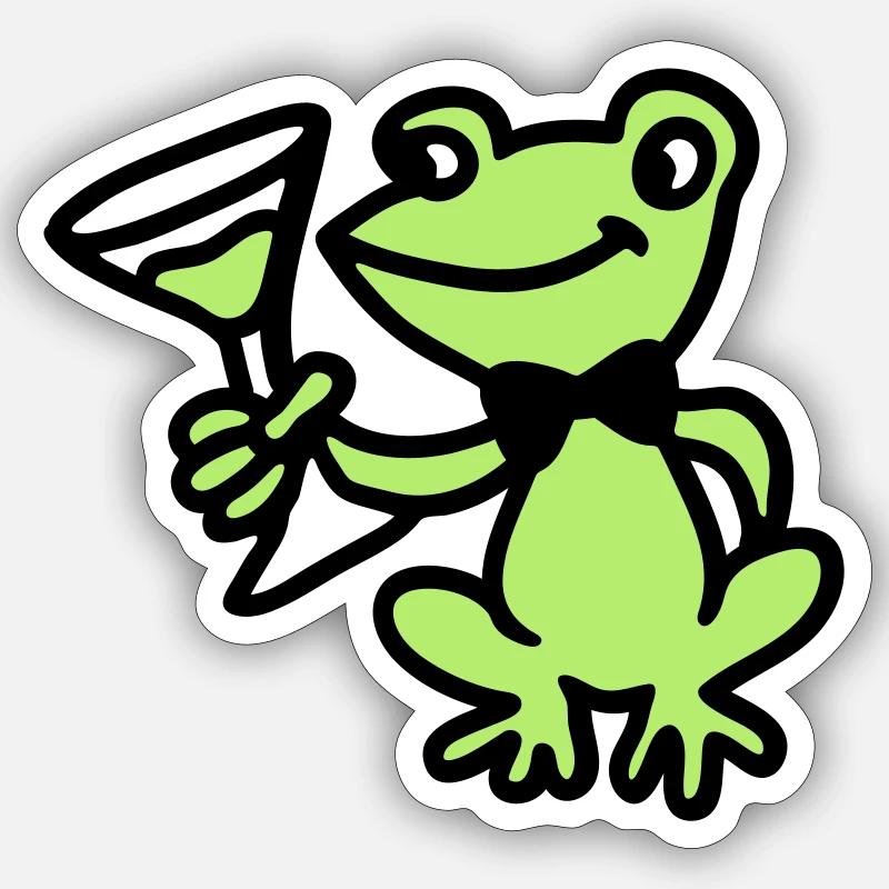 Frog with bow tie and cocktail 3 Sticker size S (10 x 10 cm)