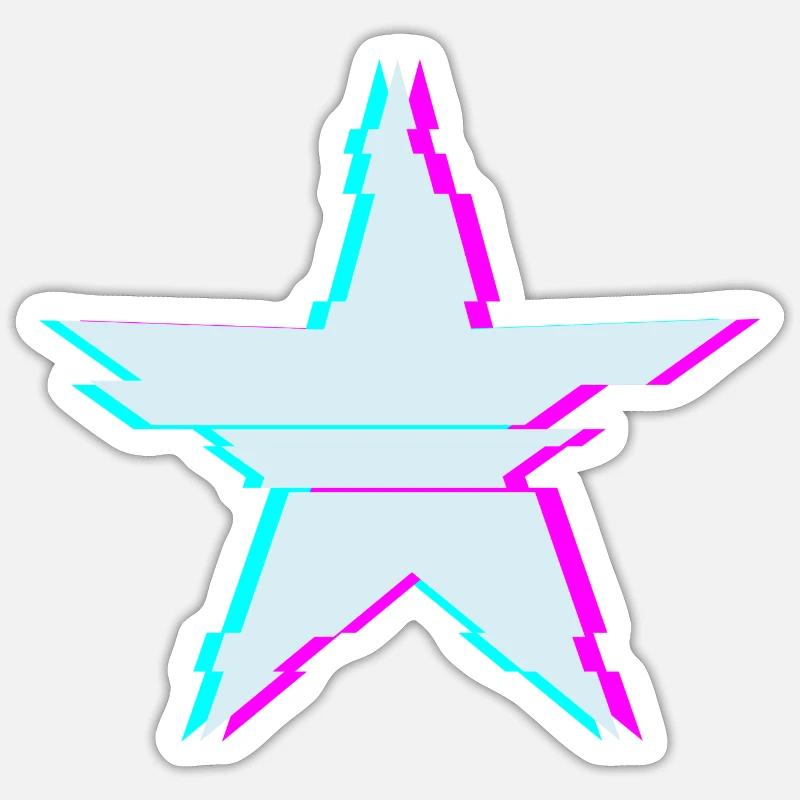 Stern mit Glitch Effekt Sticker Größe S (10 x 10 cm)