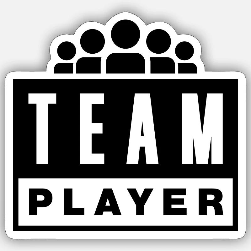 TEAM PLAYER - Sticker taille S (10 x 10 cm) - blanc mat