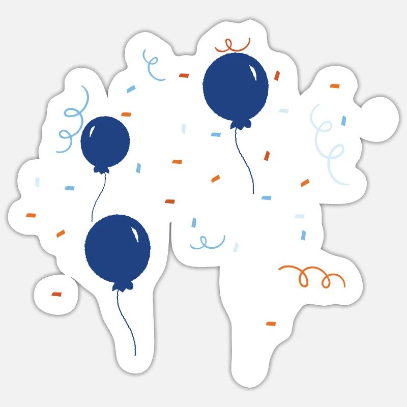 Bunte Luftballons - Sticker Größe S (10 x 10 cm) - Mattweiß