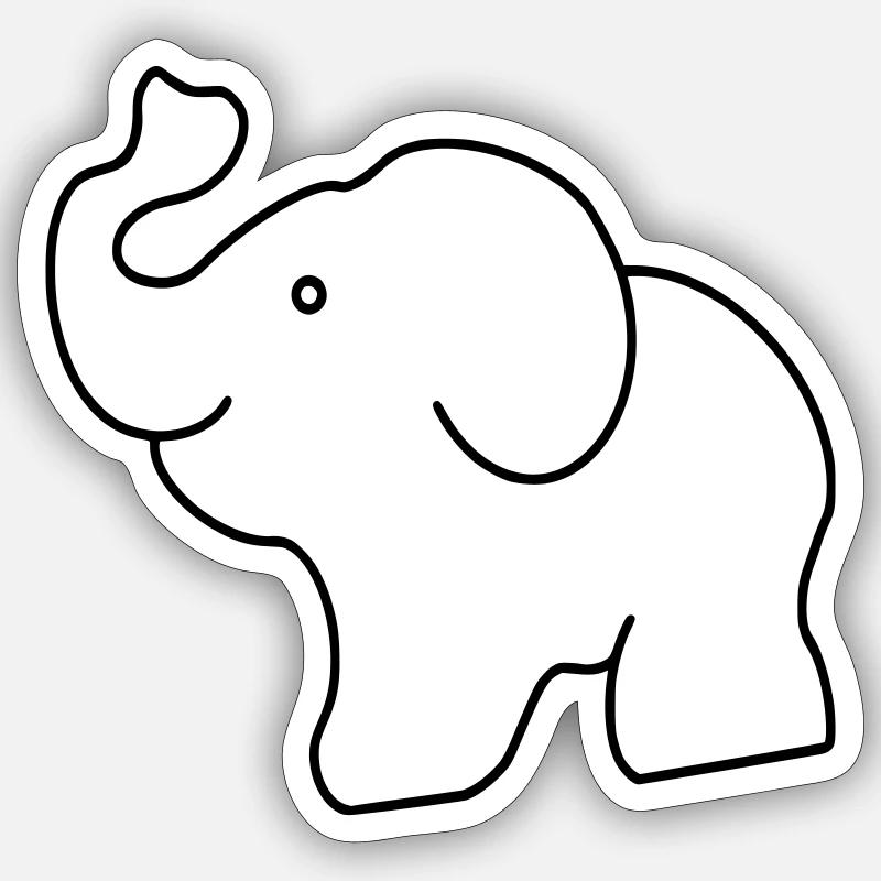 Éléphant - Sticker taille S (10 x 10 cm) - blanc mat
