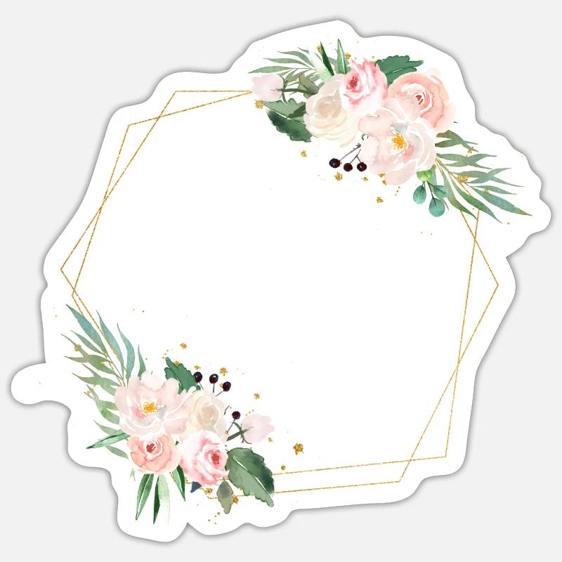 Flowers geometrically customizable - Sticker size S (10 x 10 cm) - white matte