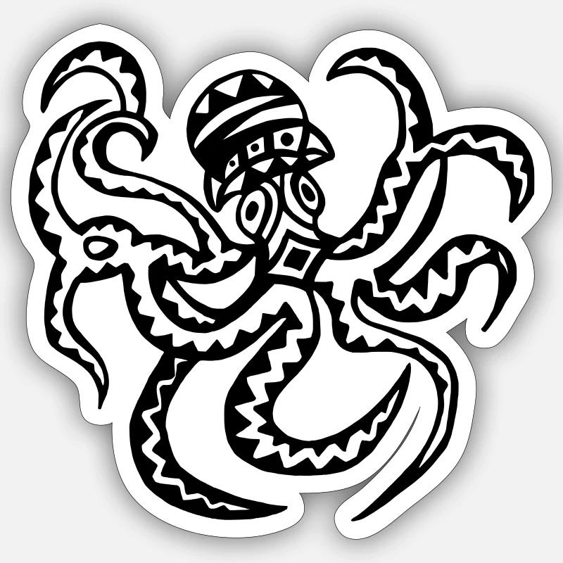 Octopus squid octopus monochrome - Sticker size S (10 x 10 cm) - white matte